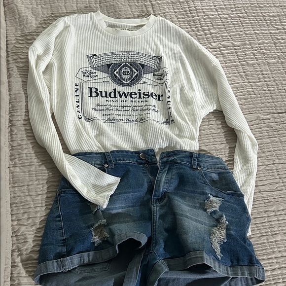 Budweiser Tops - Budweiser White Graphic Long Sleeve